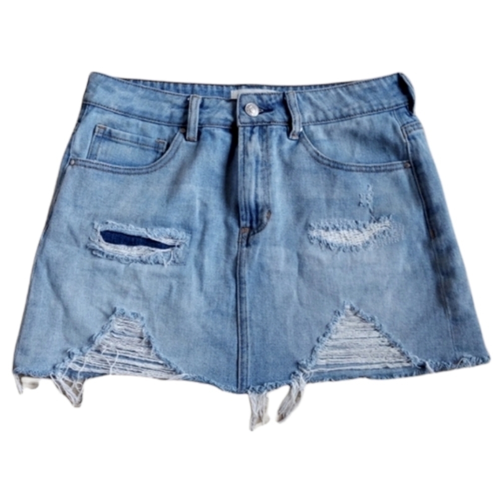 PacSun Cute Distressed Jean Mini Skirt